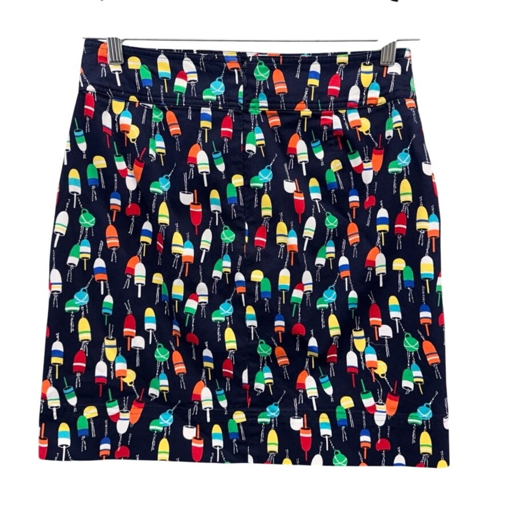 Talbots Navy Blue Nautical Buoy Print Mini Skirt Size 6 Cotton Blend Summer